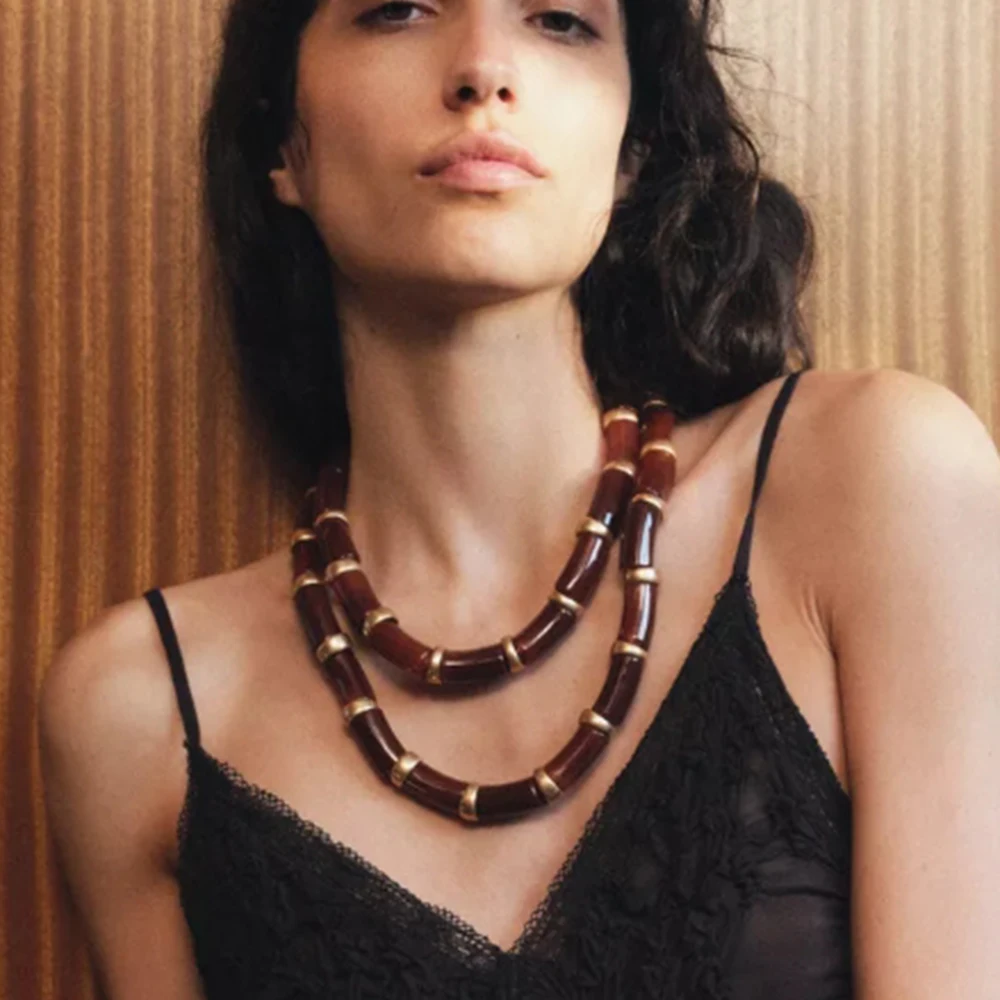 ZAA две упаковки ожерелий винтажные элегантные металлические ожерелья из смолы