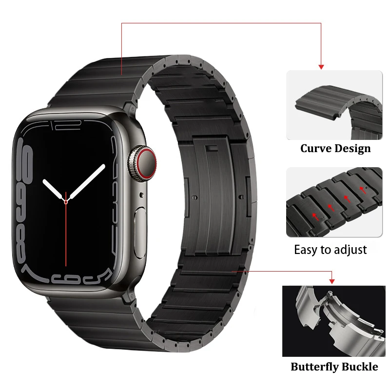 Titanium Metal Band For Apple Watch Series Ultra 8 7 6 Bracelet For iWatch 49mm 45mm 44mm 42mm 41mm 40mm 38mm Replacement Strap