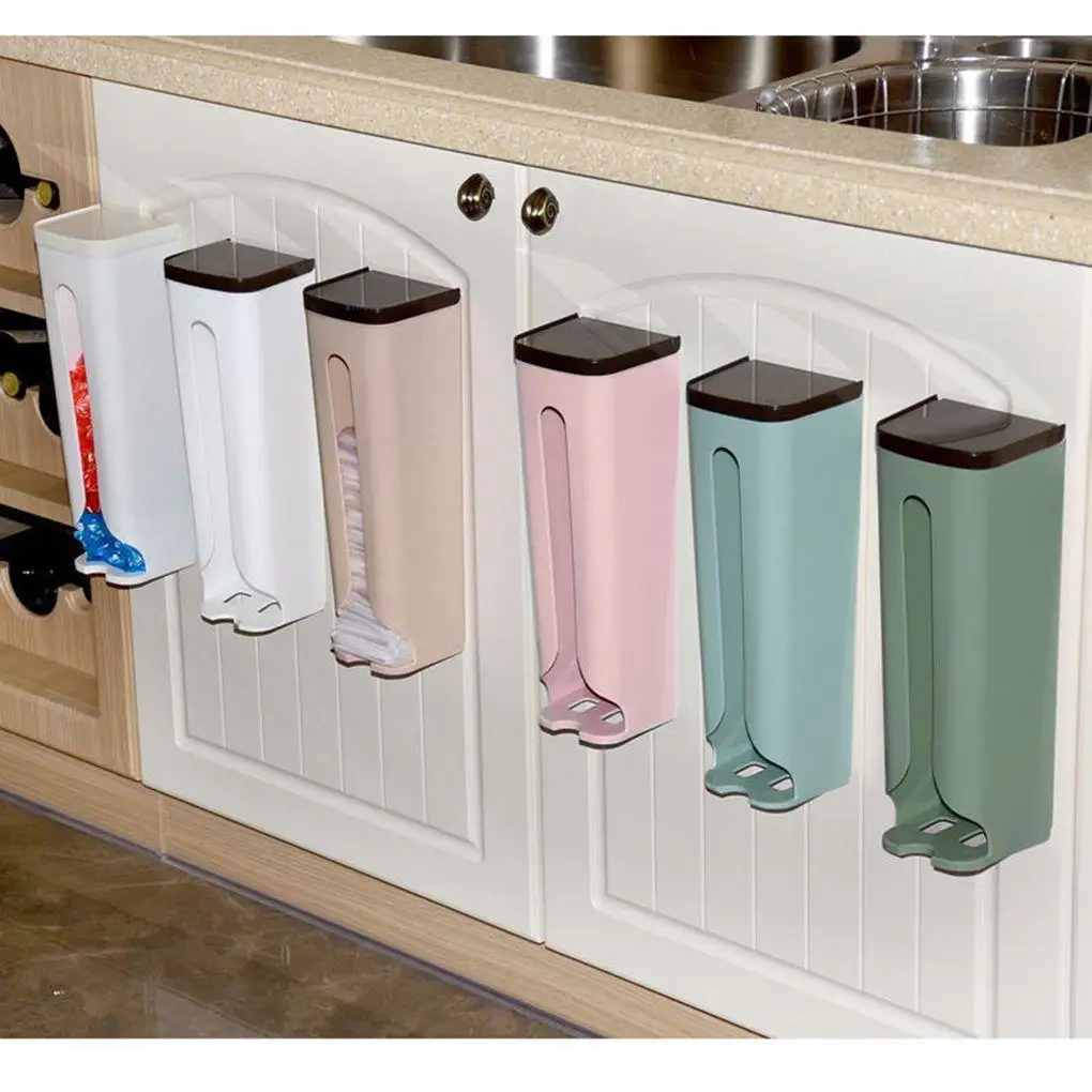 

Garbage Bag Dispenser Recycle Bag Storage Box Wall Kitchen Mount Hanging Garbage Holder Bin Plastic Kitchen Organizer