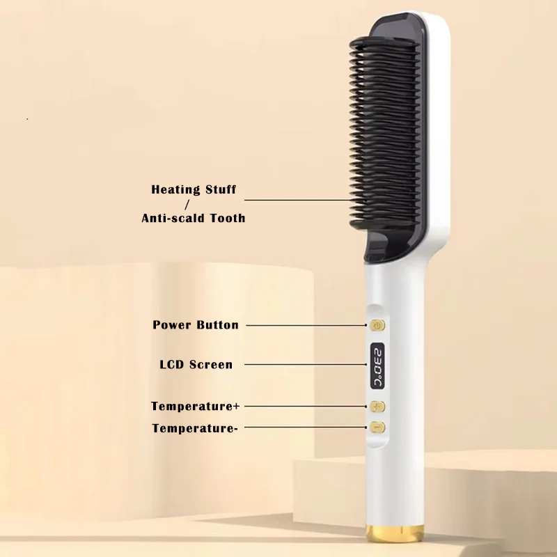 Щетка для выпрямления волос керамическая расческа с защитой от ожогов щипцы
