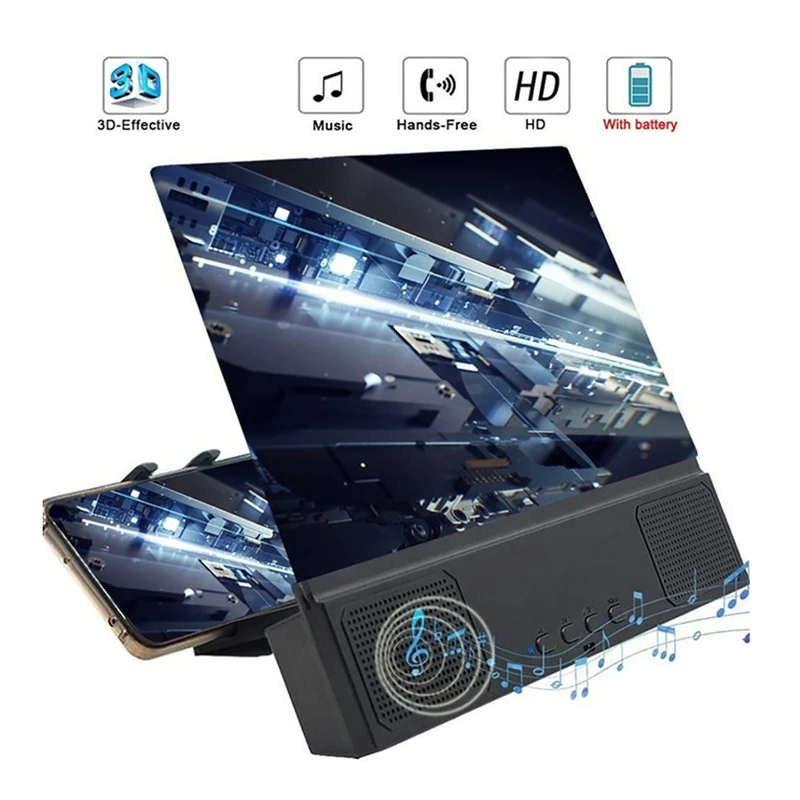 

Phone Holder 12 inch 3D Screen Amplifier Mobile Phone Magnifier HD Protable Movies for Bluetooth Speaker Stand Bracket