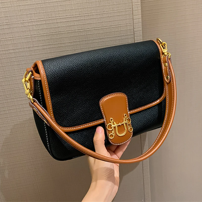 

2023 New High Quality Women Leather Handbags Luxury Fashion Shoulder Messenger Bags Famous Designer Panelled Small Square Bags