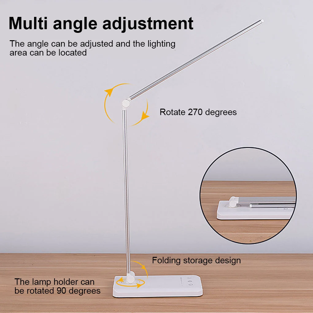 

Table Light LED Folding 5W 5V Reading USB Study Desk Lamp Touch Control Flashless Bedside Desktop Night Lighting