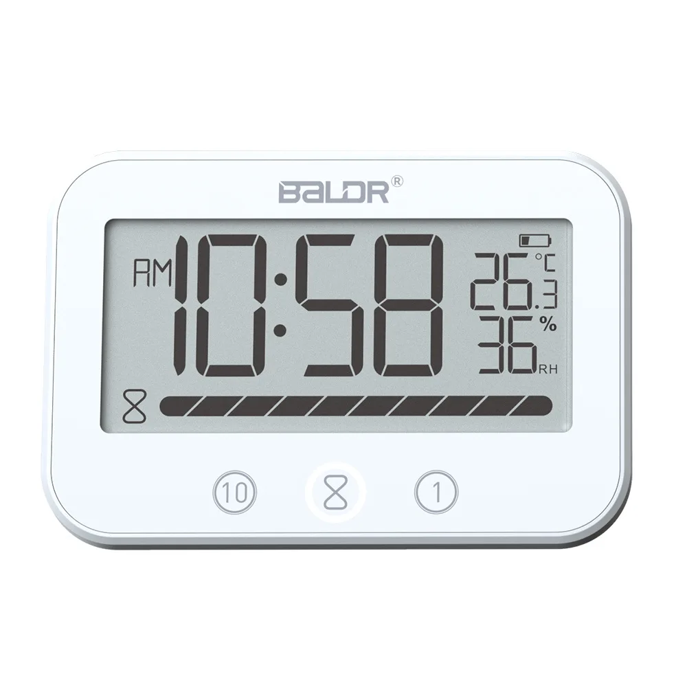 BLADR сенсорный цифровой гигрометр для душа термометр P54 водостойкий ЖК-дисплей для ванной комнаты и кухни звуковой атомный будильник таймер обратного отсчета