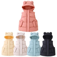 boys girls solid color children autumn winter down sleeveless waistcoat jacket coat warm outerwear for 1 6y clothes
