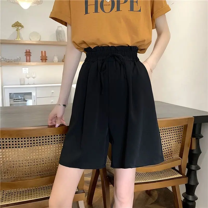 Y2K Clothes Summer Women's High Waist 2023 New Drawstring Chiffon Wide Leg Pants Casual Shorts Skirts Pants Korean Style Fashion