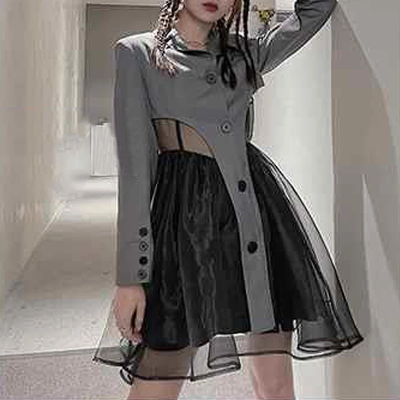 Женский комплект из 2 предметов Y2K асимметричное платье миди с длинным рукавом в