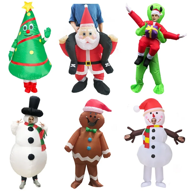 

Christmas Tree Snowman Santa Claus Inflatable Costumes Suit Cosplay Fancy Party Dress Halloween Costume For Men Women