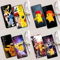 cartoon ash and pikachu phone case for samsung a01 a02 a03s a11 a12 a21s a32 a41 a72 a52s 5g a91 a91s silicone case pikachu