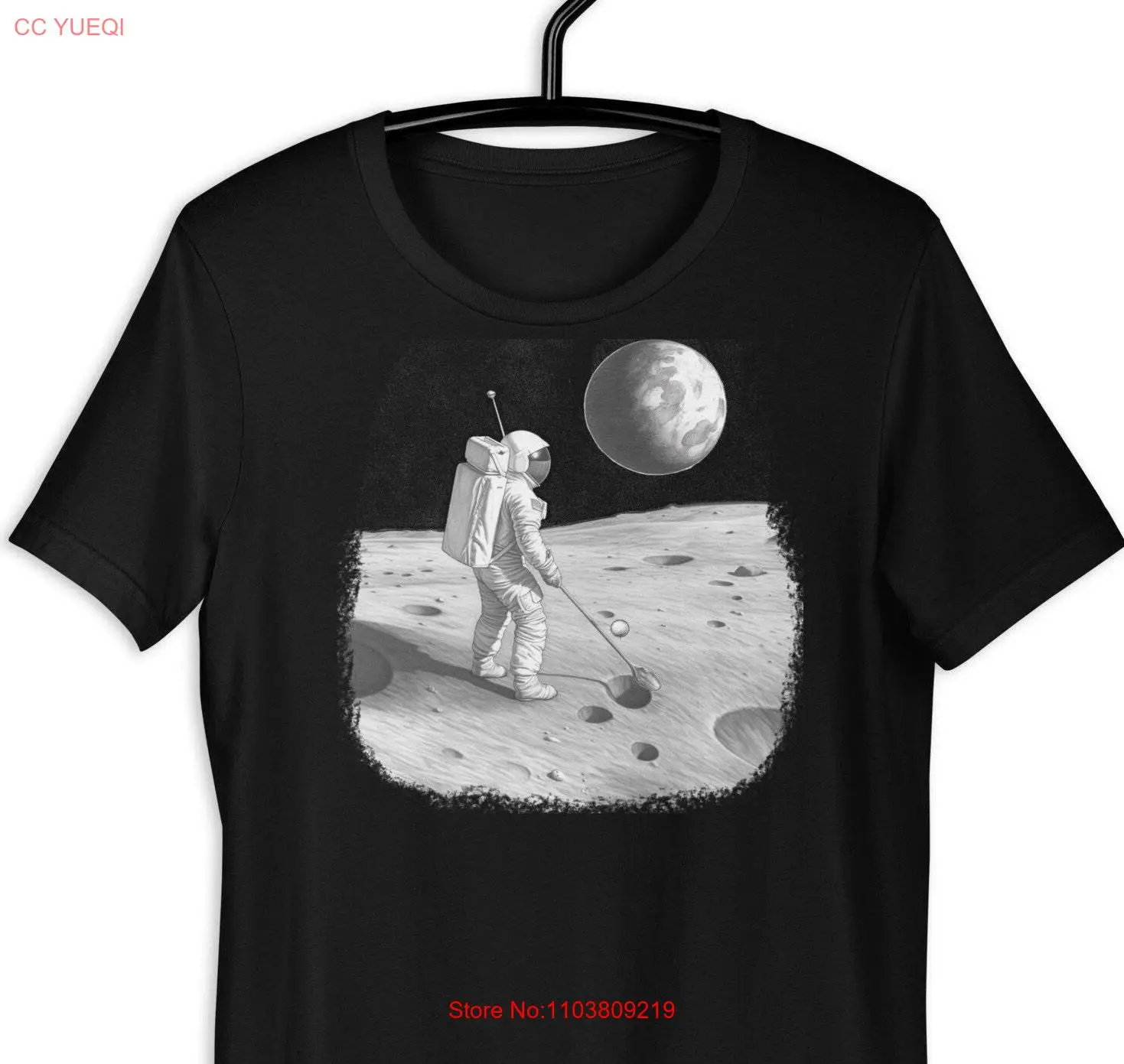 Фото Футболка Golfing In Space On Moon Funny Idea с длинными или короткими рукавами №1