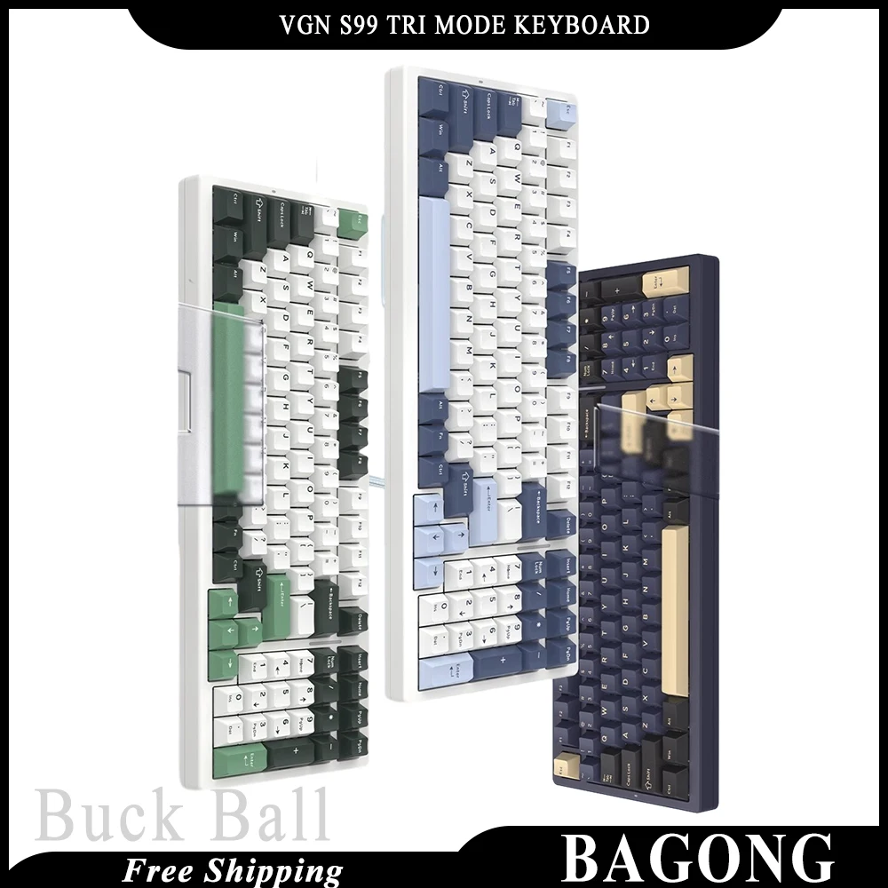 

Vgn S99 Tri Mode Keyboard Mechanical Keyboard Bluetooth Wireless 2.4g Wired Gamer E-Sports Accessory For Computer Pc Man Gifts