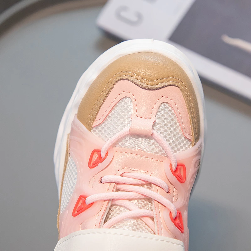 High Quality Boys' Girls' Sports and Leisure Shoes 2022 Autumn New Children's Mesh Sports Shoes Girls Pink Sneakers Size 26-37