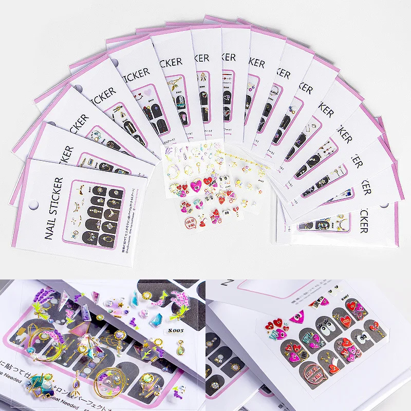 

Nail Art 3D Bronzing Nail Stickers Irregular Shape Nail Patches Love Imitation Alloy Nail Art Stereo Stickers