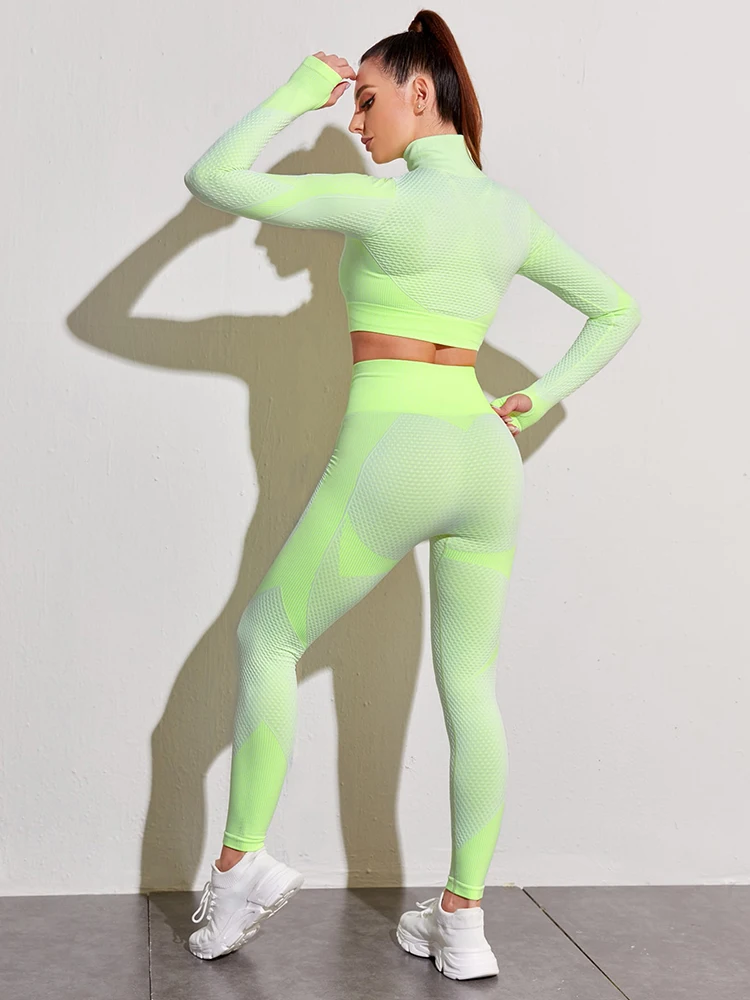 2022 Yoga Gym Clothing Seamless Sport Suit Leggings Sets Workout Running Clothes Workout Outfits for Women Running Sportswear