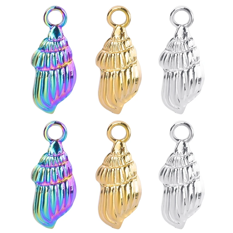 

3PCS Jewelry Accessories Retro Iridescence Conch Stainless Steel Charms Bracelet Earrings Pendants DIY ​Jewelry Making