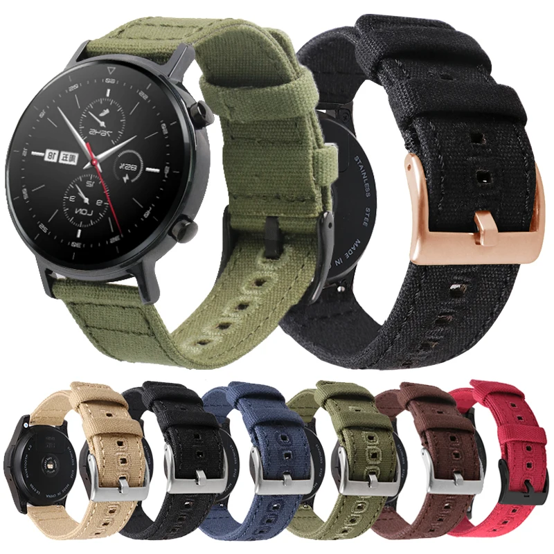 Tool-free 18mm 20mm 22mm Quality Canvas Replacement Band for Samsung Galaxy Watch3 45mm 41mm S3 Huawei Watch GT 2 Amazfit BIP