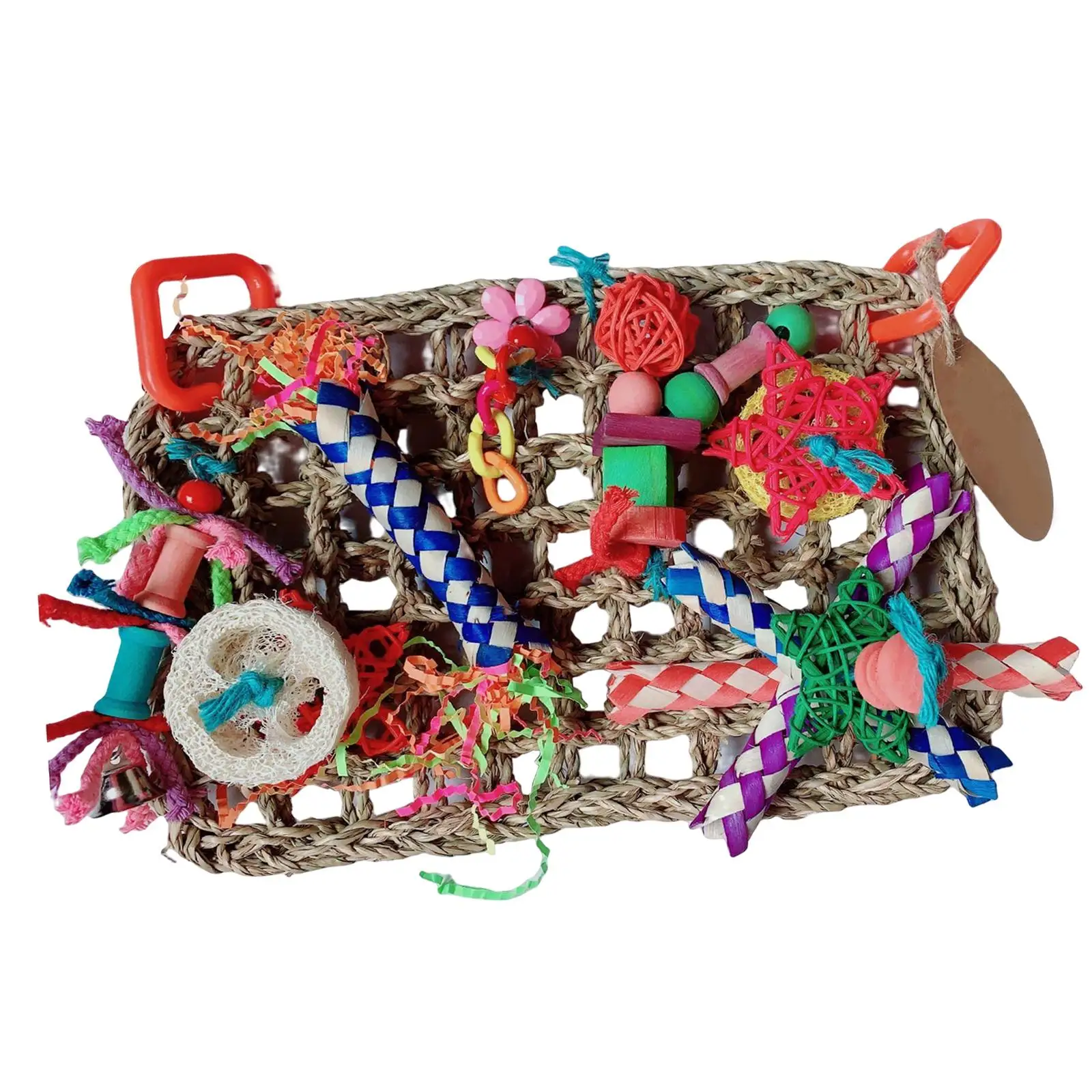 

Woven Straw Parrots Foraging Toys Hammock Cage Hanging Hook Pet Supplies Birds