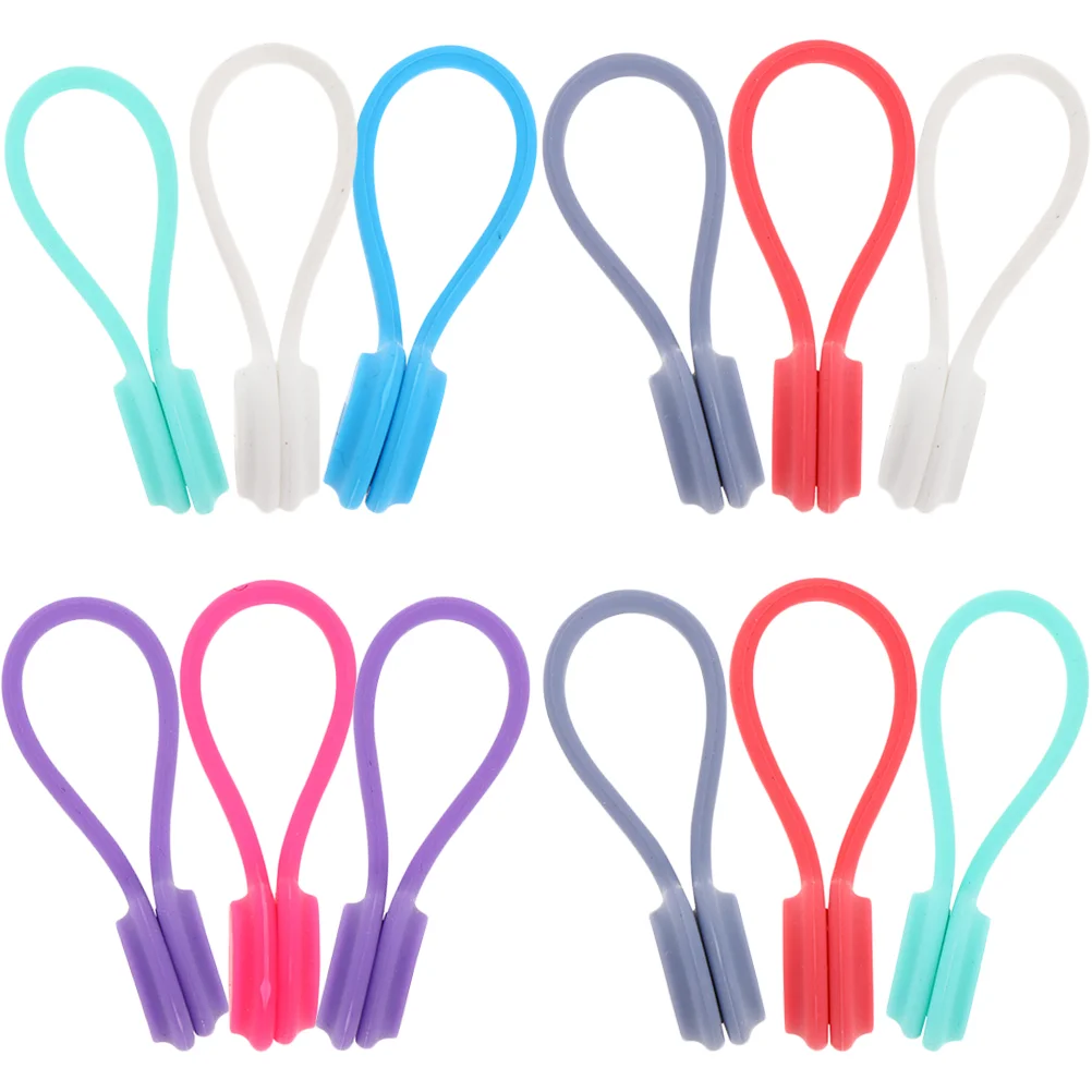 

12 Pcs USB Cables Magnetic Winder Charging Cords Fastening Ties Holders Organizer Straps