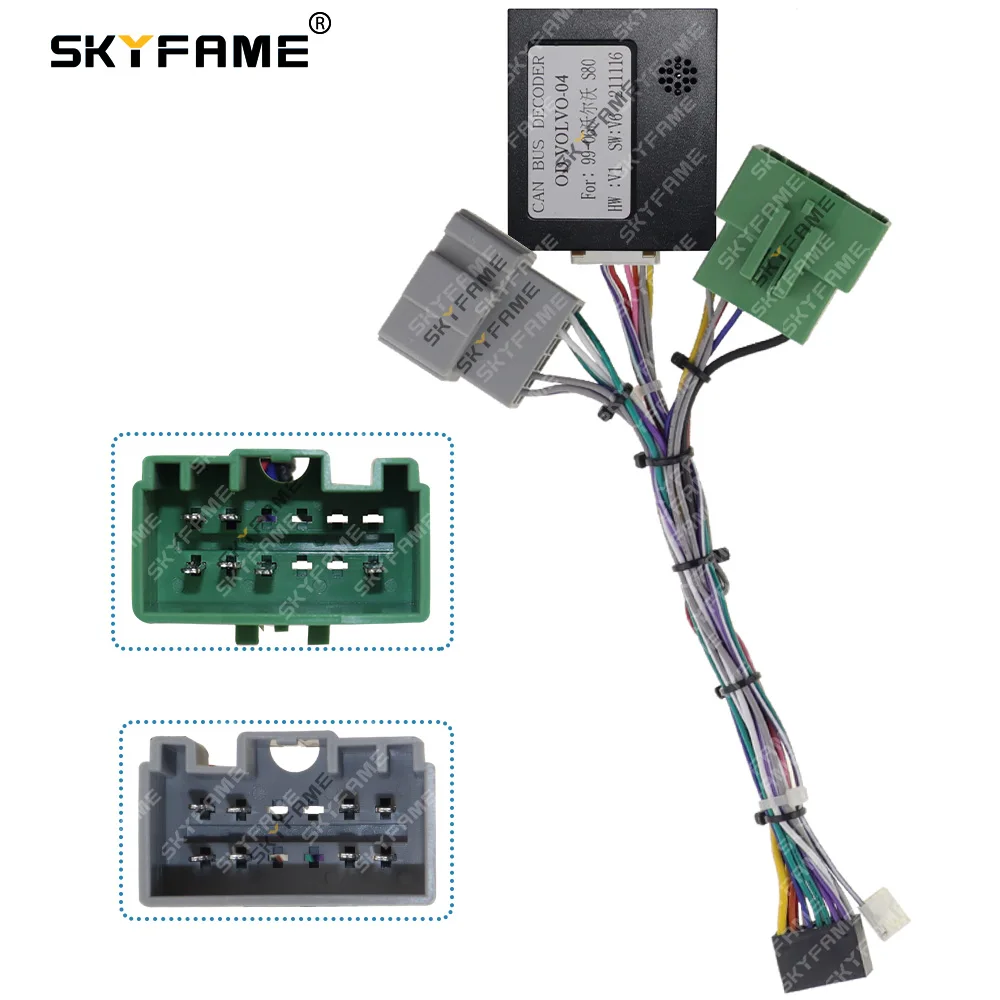 SKYFAME-Adaptador de arnés de cableado de coche, decodificador de caja Canbus de 16 pines para VOLVO S80 1999-2006, OD-VOLVO-04 de Cable de alimentación de Radio Android