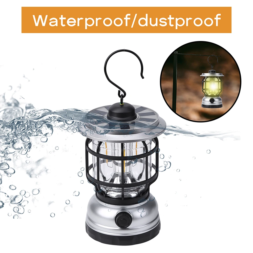 

Светодиодный фонарь в стиле ретро для кемпинга с зарядкой от USB, уличное украшение для сада, подвесной светильник на солнечной батарее