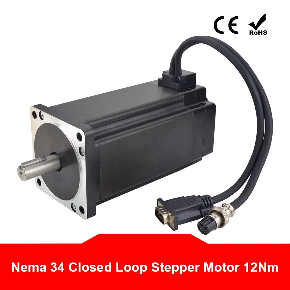 

Closed Loop Nema 34 Stepper Motor 12Nm Encoder 1000CPR 6A 2 Phase 4-lead 86 CNC Stepping Motor 14mm Shaft