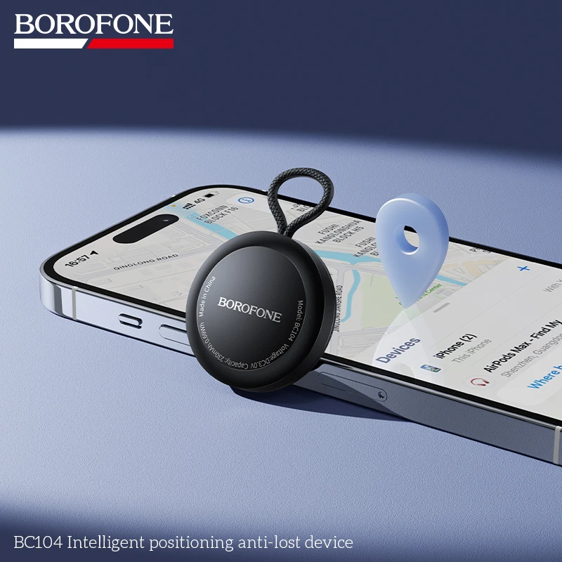 BOROFONE BC104 Bluetooth-трекер AirTag, совместимый с Find My iPhone, для ключей, домашних животных, багажа, пожилых людей, детей, мини-GPS-локатор, защита от потери (art.: 3920d12e2304f) - 3920d12e2304f