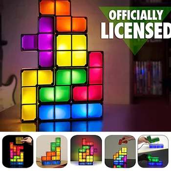 DIY Stackable Night Light LED Puzzle Kids Gift 7 Colors 3D Tangram Light Home Bedroom Desk Lamp Kid Teen Ideal Girl/Boy Birthday 1