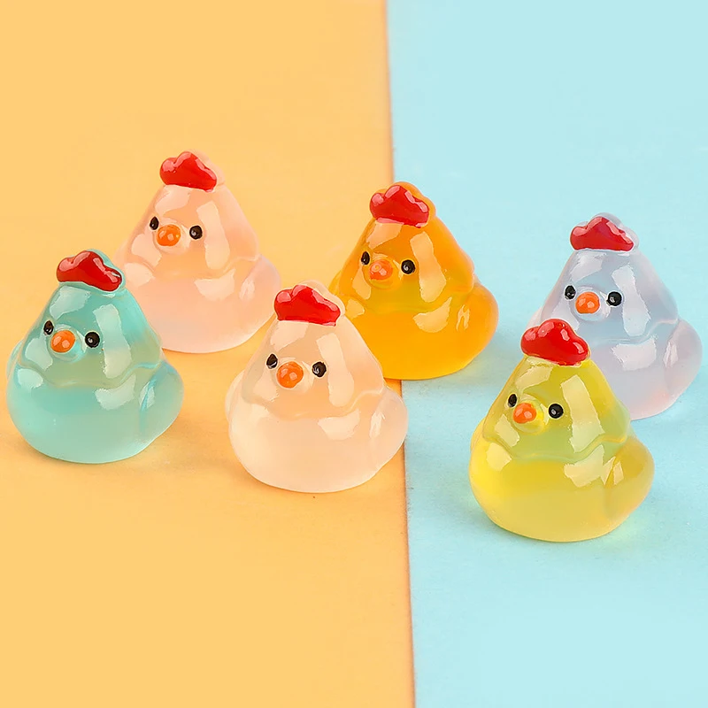 5 шт. миниатюрные фигурки цыплят из фосфоресцирующей смолы