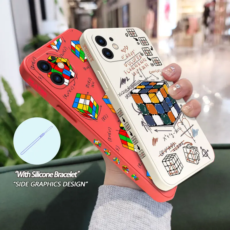Magic Cube Formula Phone Case For iPhone 14 13 12 11 Plus Pro Max Mini X XR XS SE2020 8 7 6 6S Plus Cover with Strap images - 6