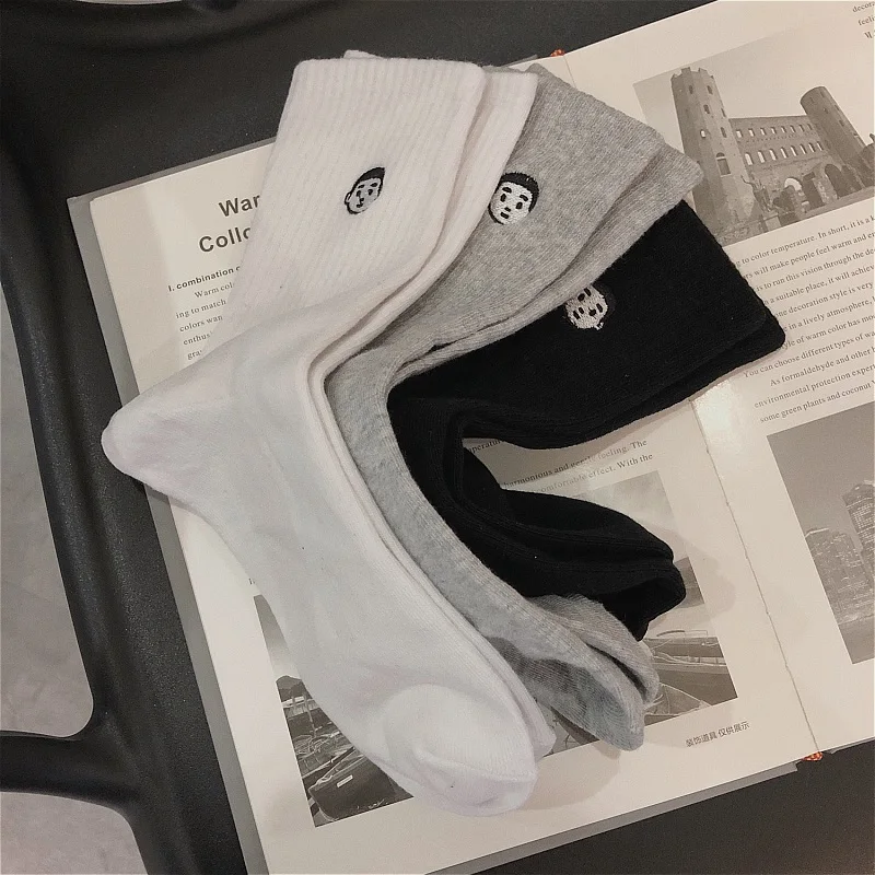 

Black Men Cotton Sock High Barrel Solid Color Trend Korean Couple Cotton Socks Thermal Socks Man Winter