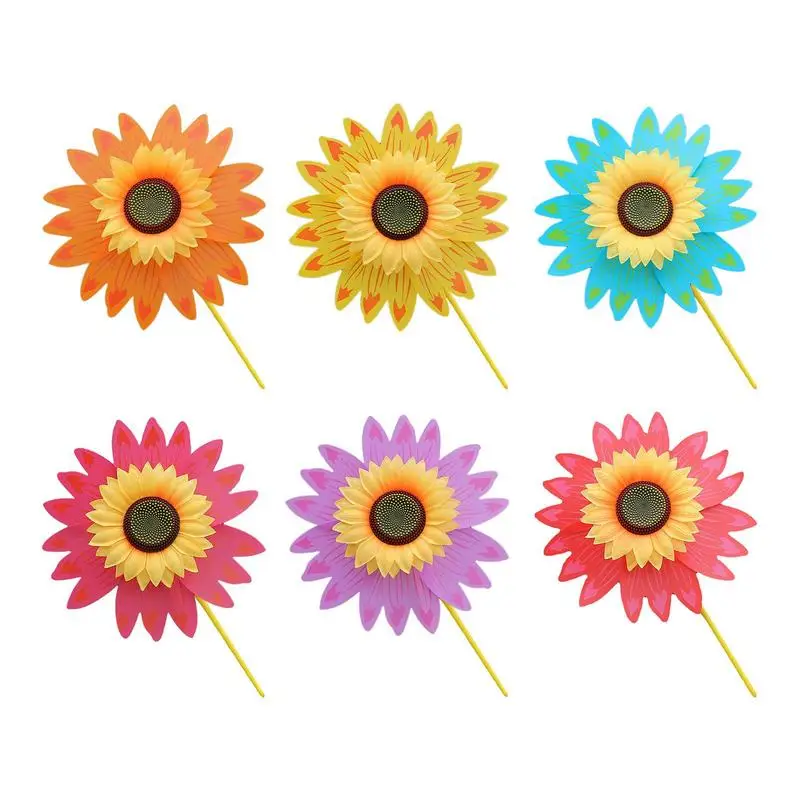 

Sunflower Windmill 28cm Small Sunflower Wind Pinwheels For Lawn Multifunctional 3D Structure Decorative Bright Colors Kids Toys