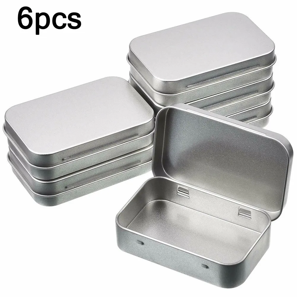 

Home Metal Box Storage Boxes Herbs Storing Hinged Lid Mini Candles Practical Small 6 Piecce 6pcs For Cosmetics