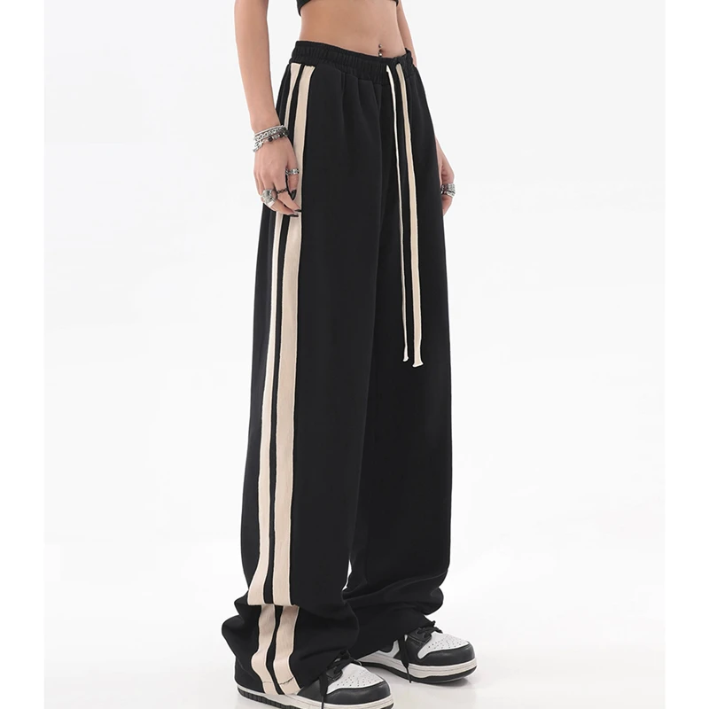 

Брюки женские с завышенной талией, мешковатые винтажные повседневные штаны в полоску, с широкими штанинами, в стиле хип-хоп, уличная одежда, ...