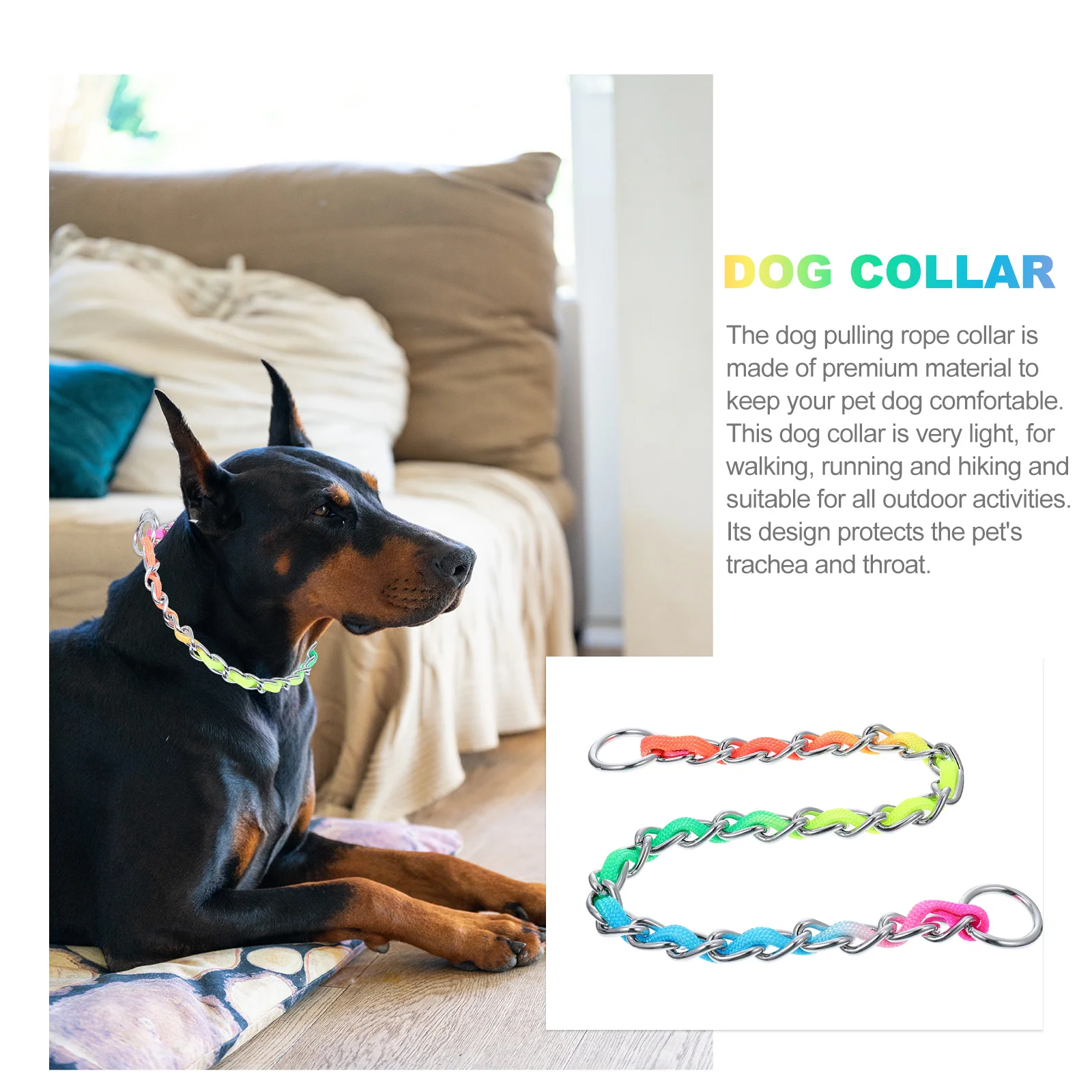 

Pet Collar Stainless Steel Necklaces Chain Supplies Leash Rope Choke Coil Dog Nylon Puppy Detachable