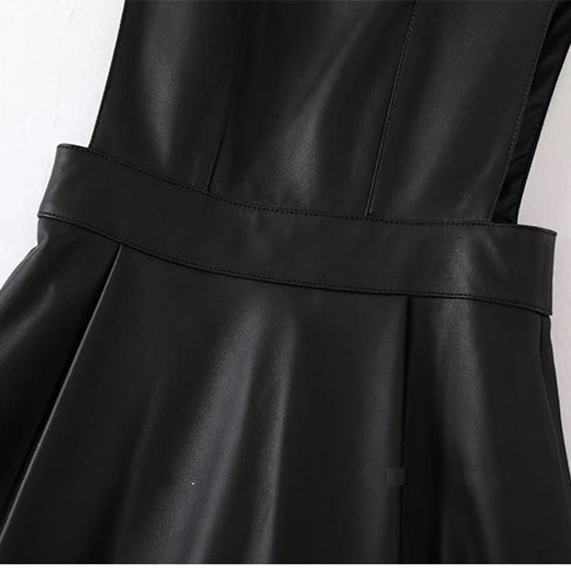 Платье женское из натуральной кожи во французском стиле Хепберн модная