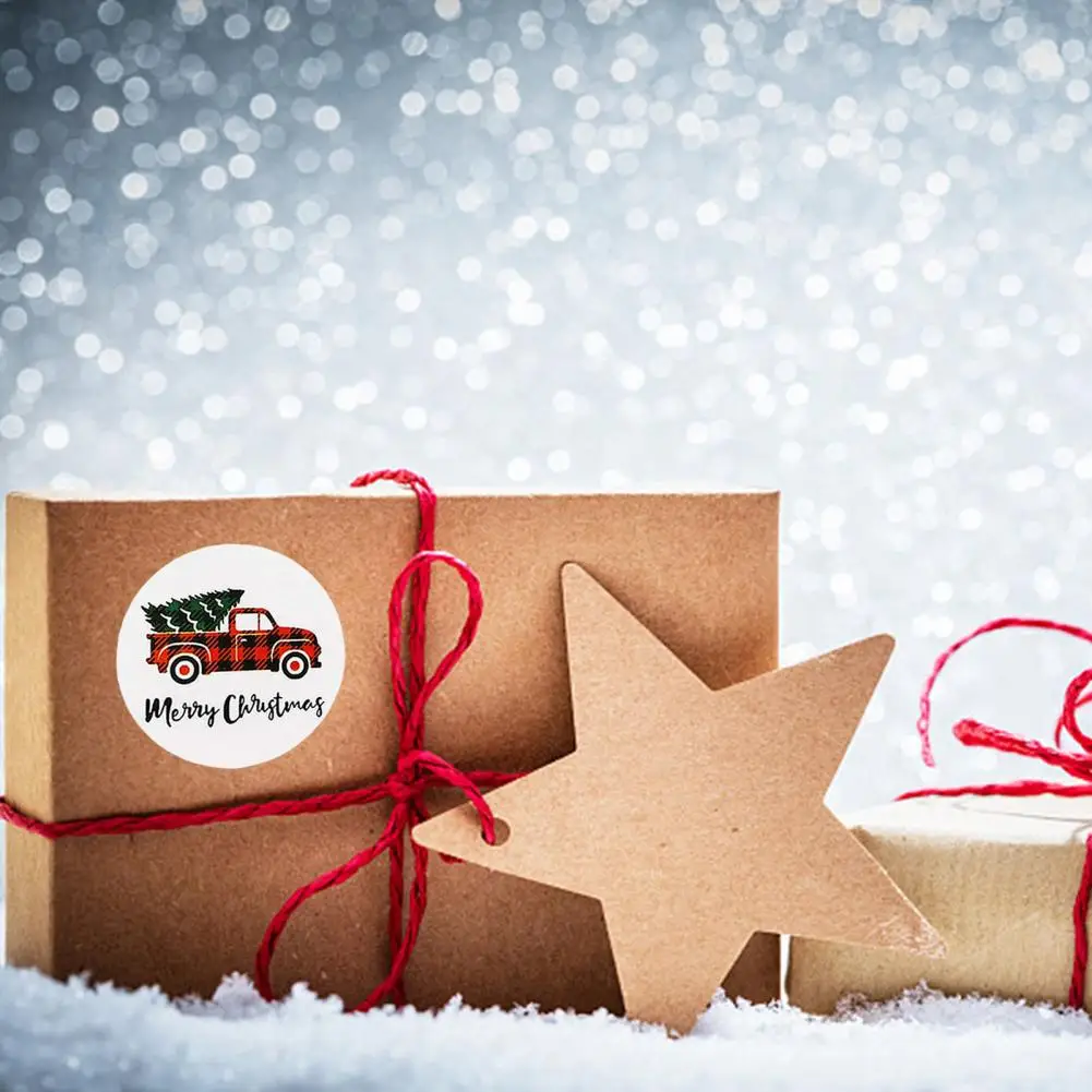 

Vivid Christmas Tag Multi-patterns Fine Printing Xmas Party Ornament Label Sticker Sticker Label 1 Roll