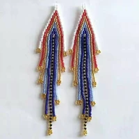 go2boho bohemia style 2022 latest glass beads pheonix elegant handmade earrings with woven drop and multiple shape and color