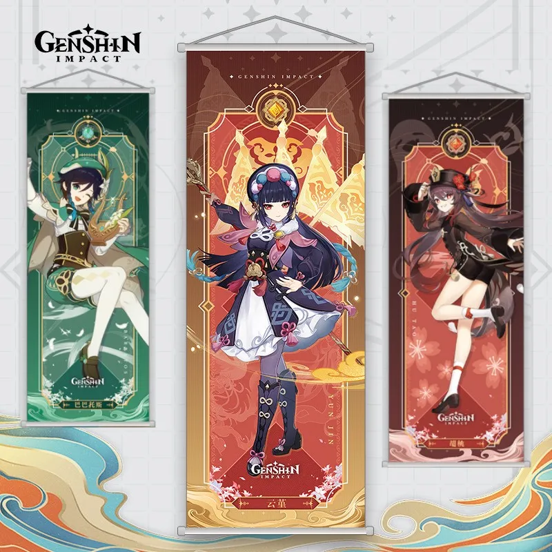 

Аниме постер Game Genshin Impact художественное оформление комнаты Gift Hutao орех Ganyu, Свиток, холст, Настенная картина, домашний декор