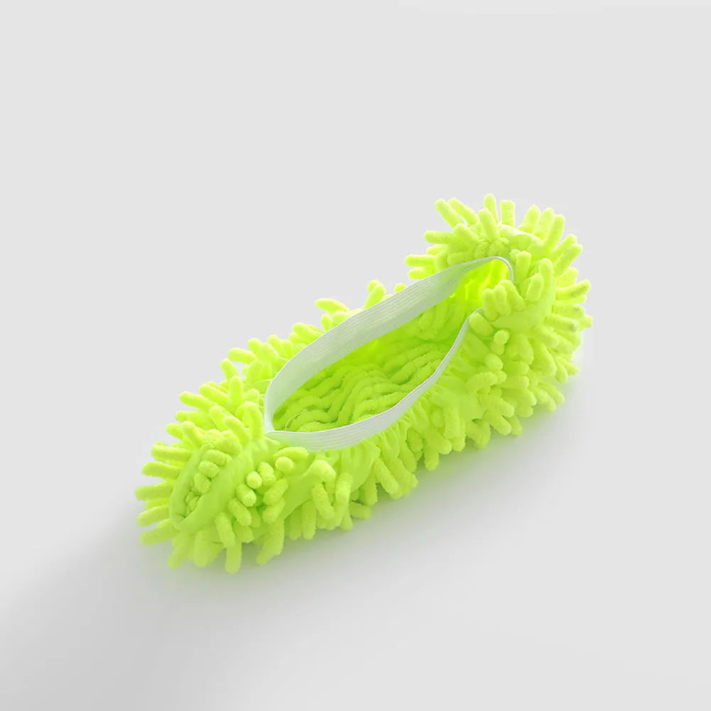 

Convenient and Cost Effective Dust Floor Cleaning Slippers Shoes Elastic Cord Design Chenille Material Green Color 6 Pack