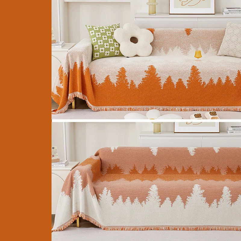 Полотенце для дивана с рисунком дерева из синели кисточкой чехол гостиной одеяло