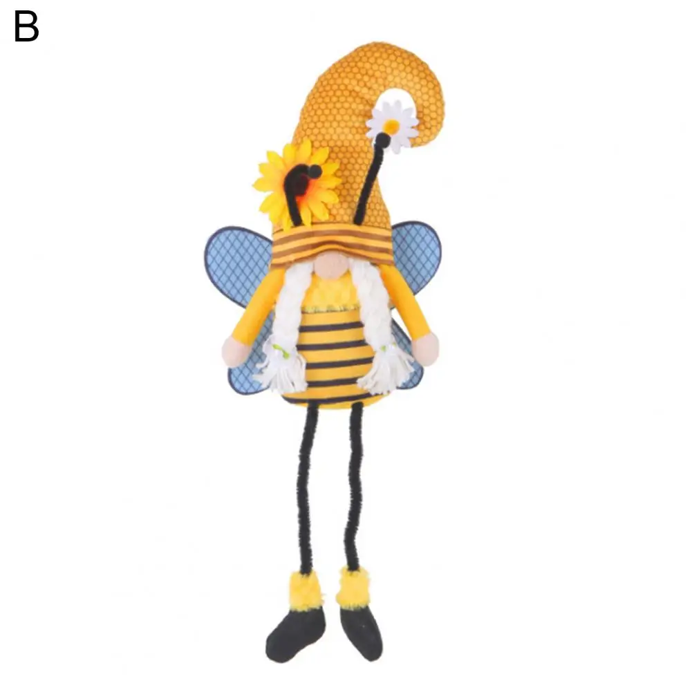

Plush Gnome Big Nose Bright Color Cute Plush Faceless Dwarf Doll Toy Desk Ornament Blue Wings Bee Day Gnome for Holiday