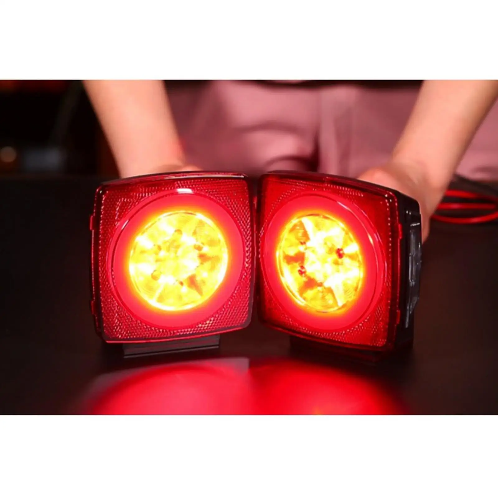 

12V LED Trailer Light Kit Waterproof for Truck Snowmobile Boat Marker Square