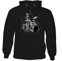 mens funny skeleton drummer hoodie drumming skull sticks drum rock band kit top