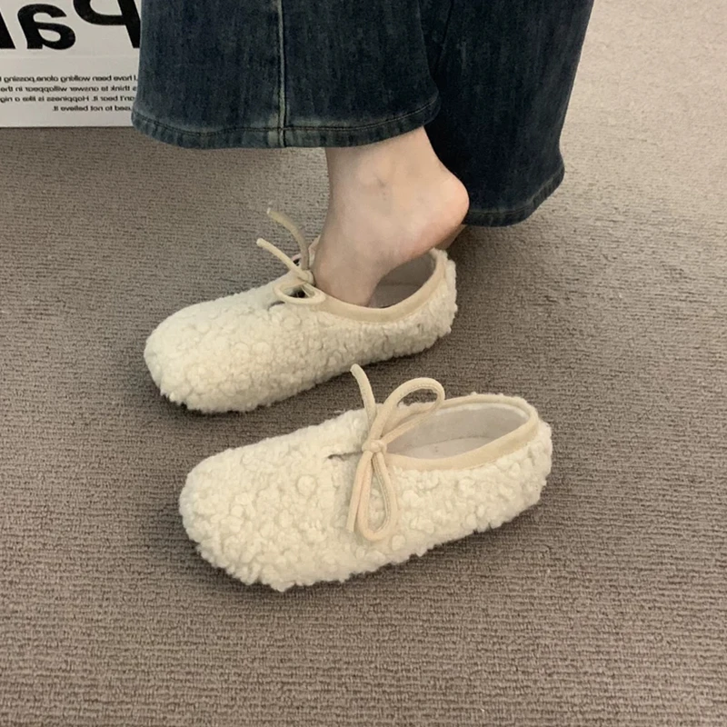 Обувь Женская обувь на плоской подошве Осень Модис Лоферы Меховое платье Ретро