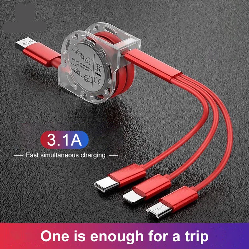 

Ebesfous 3 in 1 USB Cable For Lightning Type C Micro USB Fast Charging Cables For iPhone 14 Charger Android Phones Quick Charge