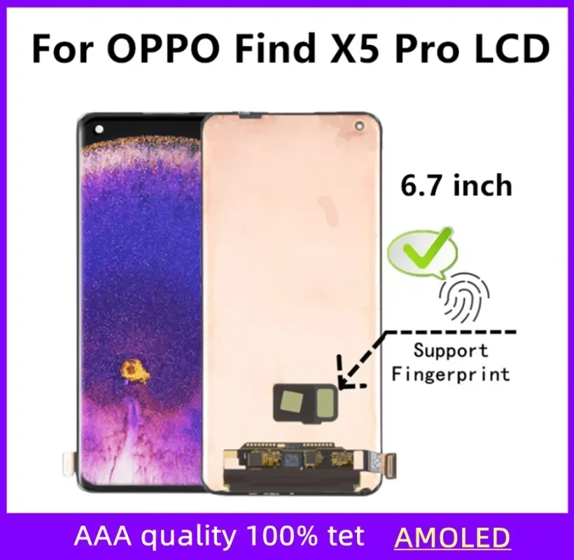 6 7 &quotAMOLED для OPPO Find X5 Pro ЖК-дисплей дигитайзер сенсорного экрана в сборе замена PFEM10
