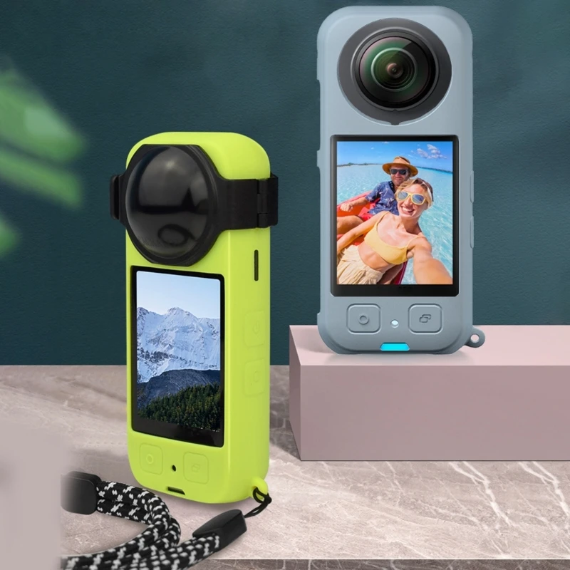 

Silicone Cover Lens Protective for Insta360X3 Camera Protector Anti-Slip Anti-Scratch Lens