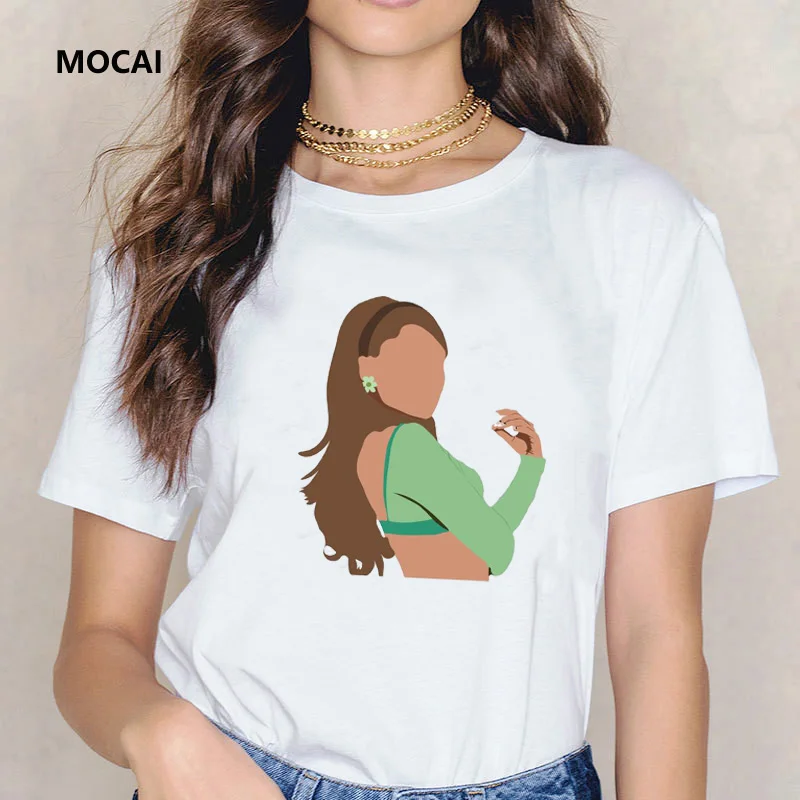 

New summer Arianagrande cartoon printed women's high-quality cotton T-shirt Fashion street couple Short sleeve Tees kawaii Tops