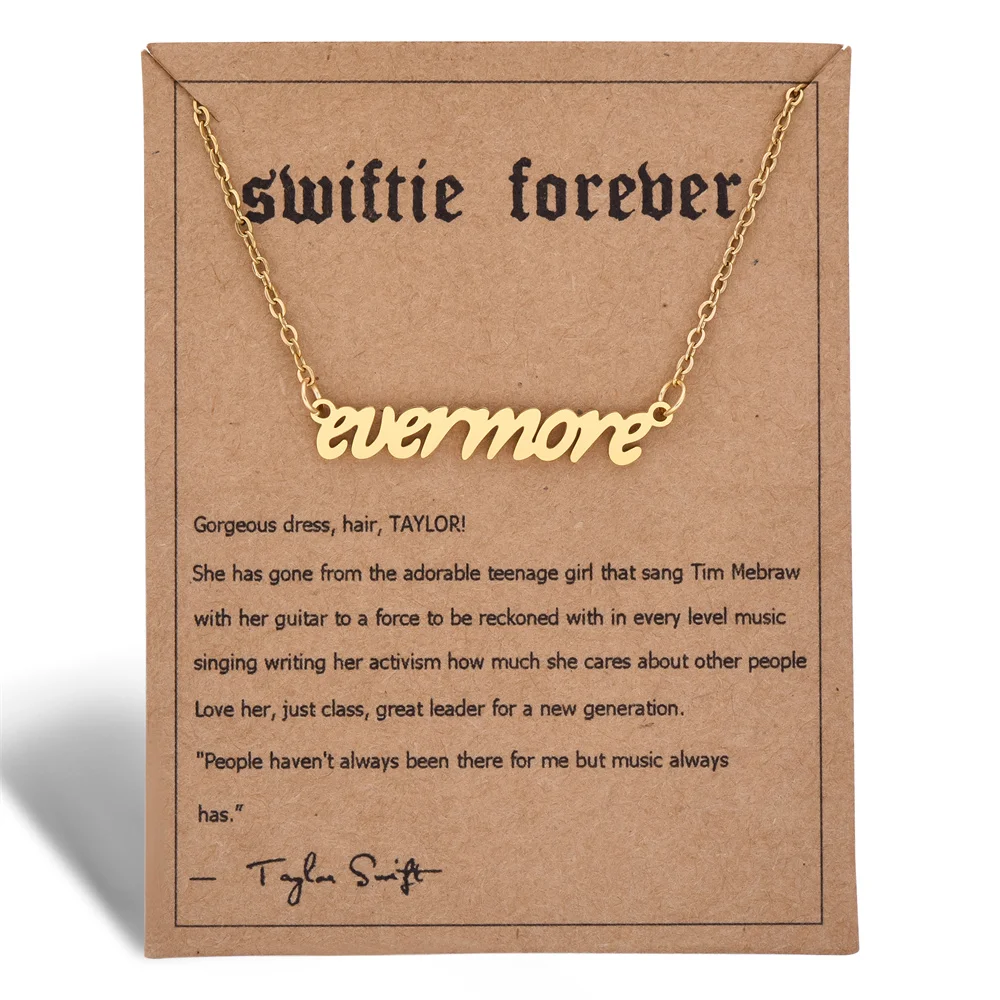 

Taylor the Swift 2020 “evermore” Music Album the Eras Tour Concert Commemorative Pendant Jewelry Stainless Steel Necklace