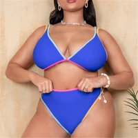 2022 new bikini women sexy colorful lace up solid color triangle split bikini swimsuit summer beachwear swimwear 2 pieces